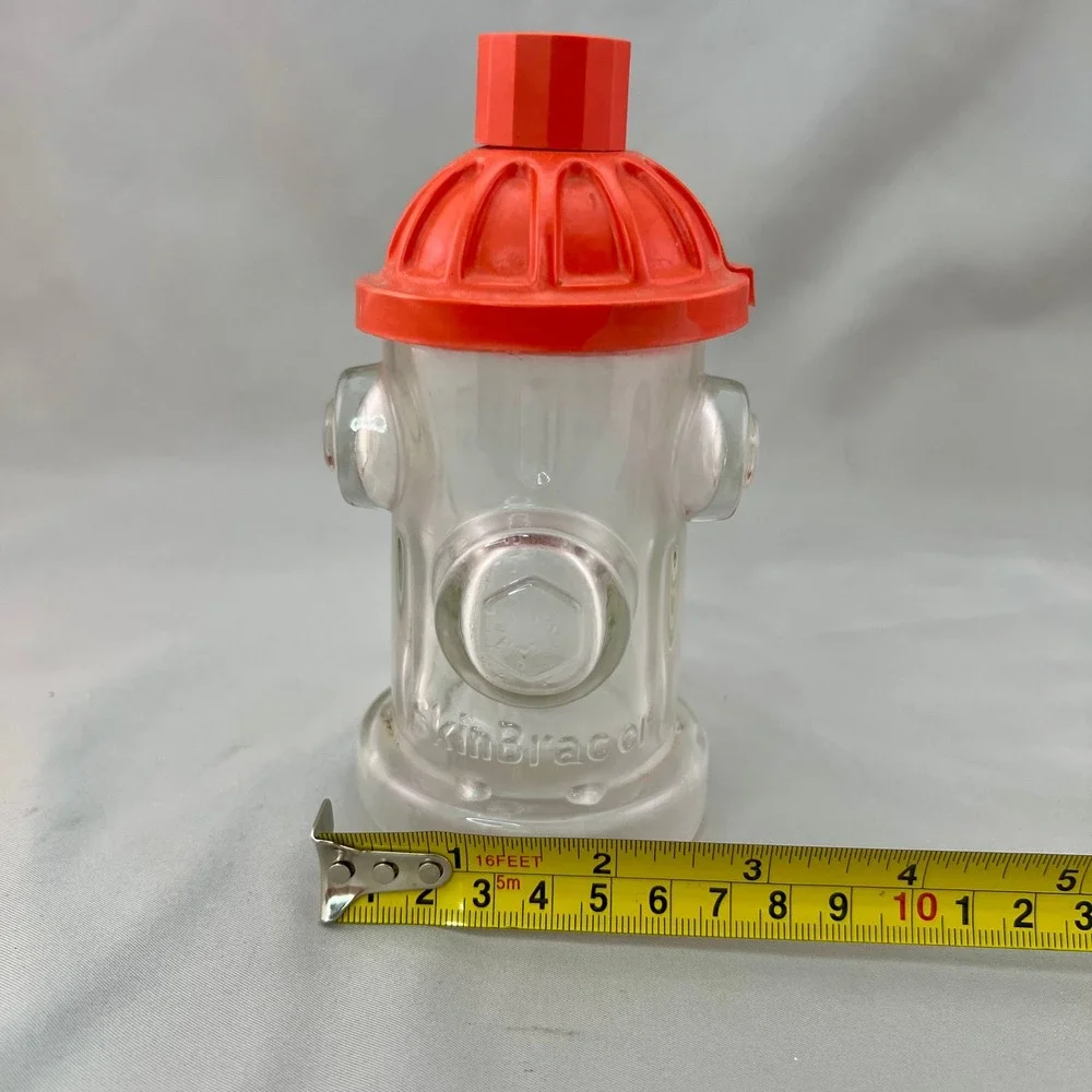 Mennen Skin Bracer After Shave Bottle Mens 7oz Clear Red Good Fire Hydrant Glass